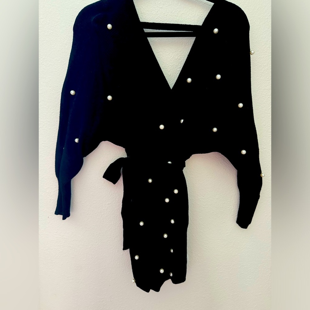 NWT midi sweater dress with accent pearls size M